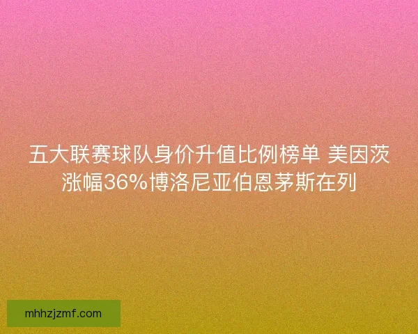 五大联赛球队身价升值比例榜单 美因茨涨幅36%博洛尼亚伯恩茅斯在列 五大联赛球队身价升值比例榜单 美因茨涨幅36%博洛尼亚伯恩茅斯在列