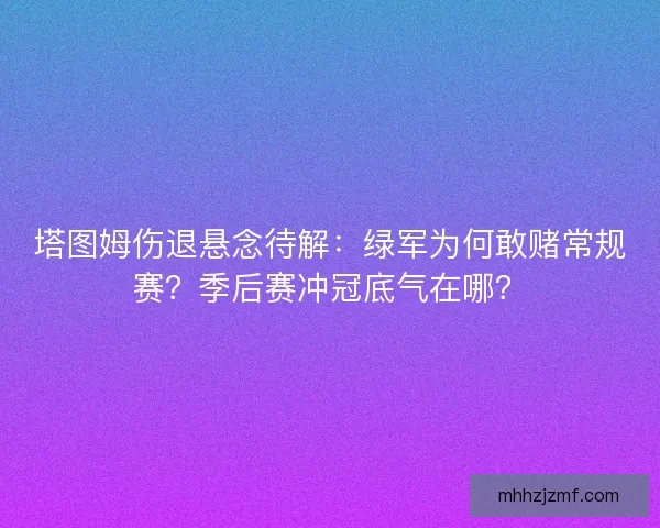 塔图姆伤退悬念待解：绿军为何敢赌常规赛？季后赛冲冠底气在哪？