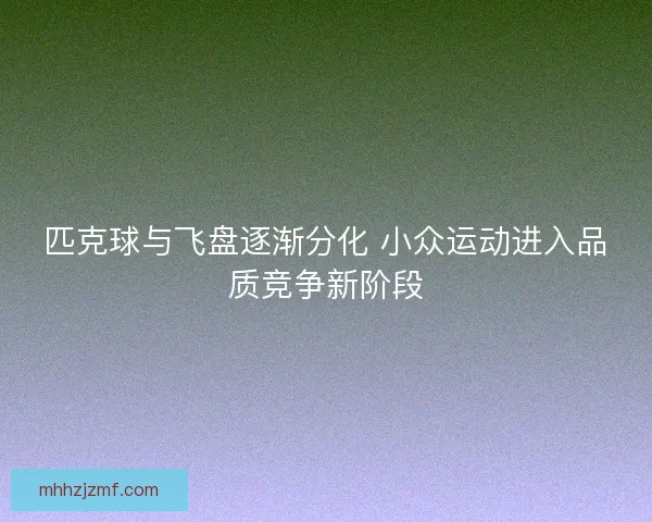 匹克球与飞盘逐渐分化 小众运动进入品质竞争新阶段