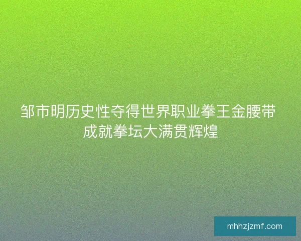 邹市明历史性夺得世界职业拳王金腰带 成就拳坛大满贯辉煌 邹市明历史性夺得世界职业拳王金腰带 成就拳坛大满贯辉煌
